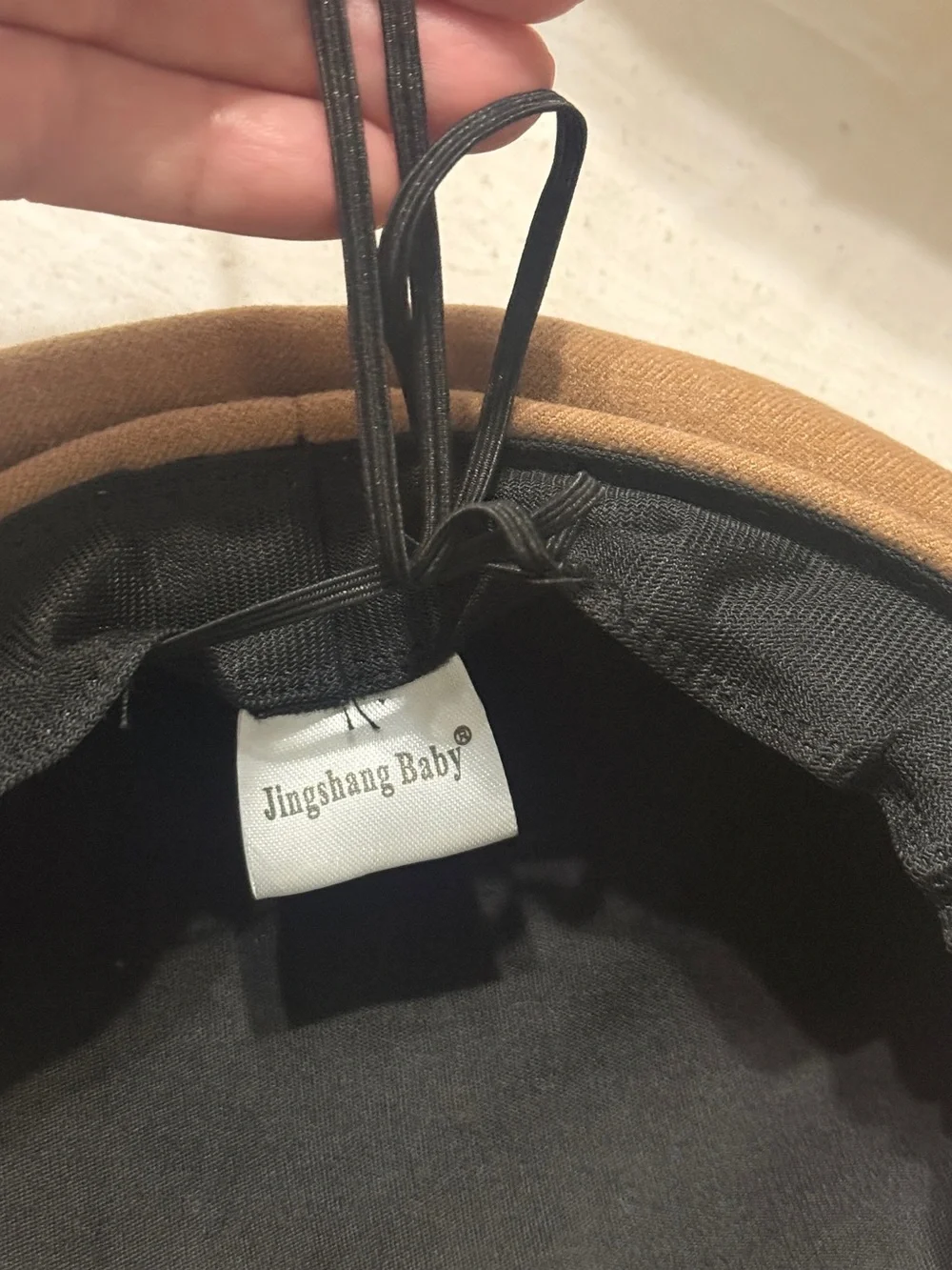 Inspire Beige Beret with Black Logo Accent